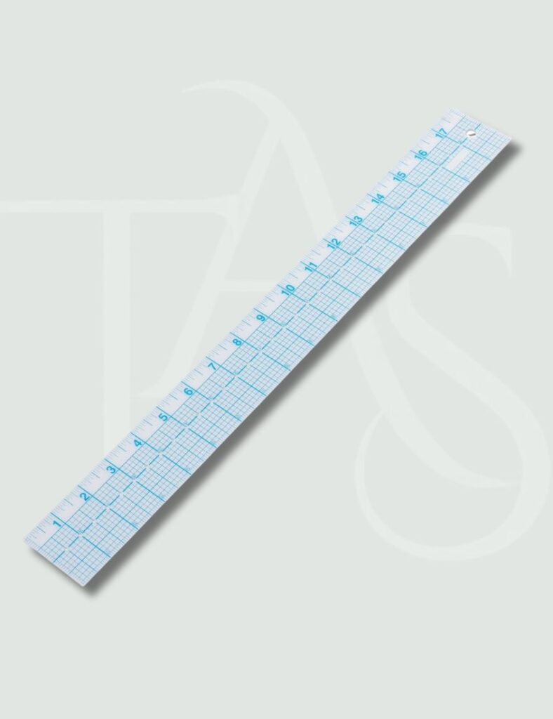 Clear grid plastic ruler for sewing, quilting, and pattern making